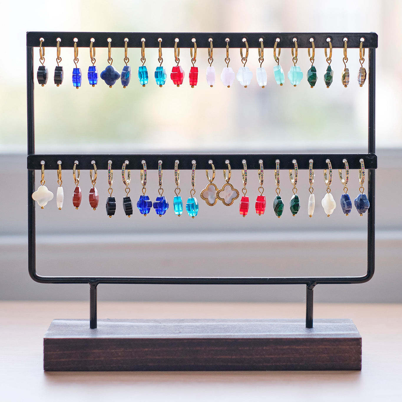 Colorful clover shaped earrings