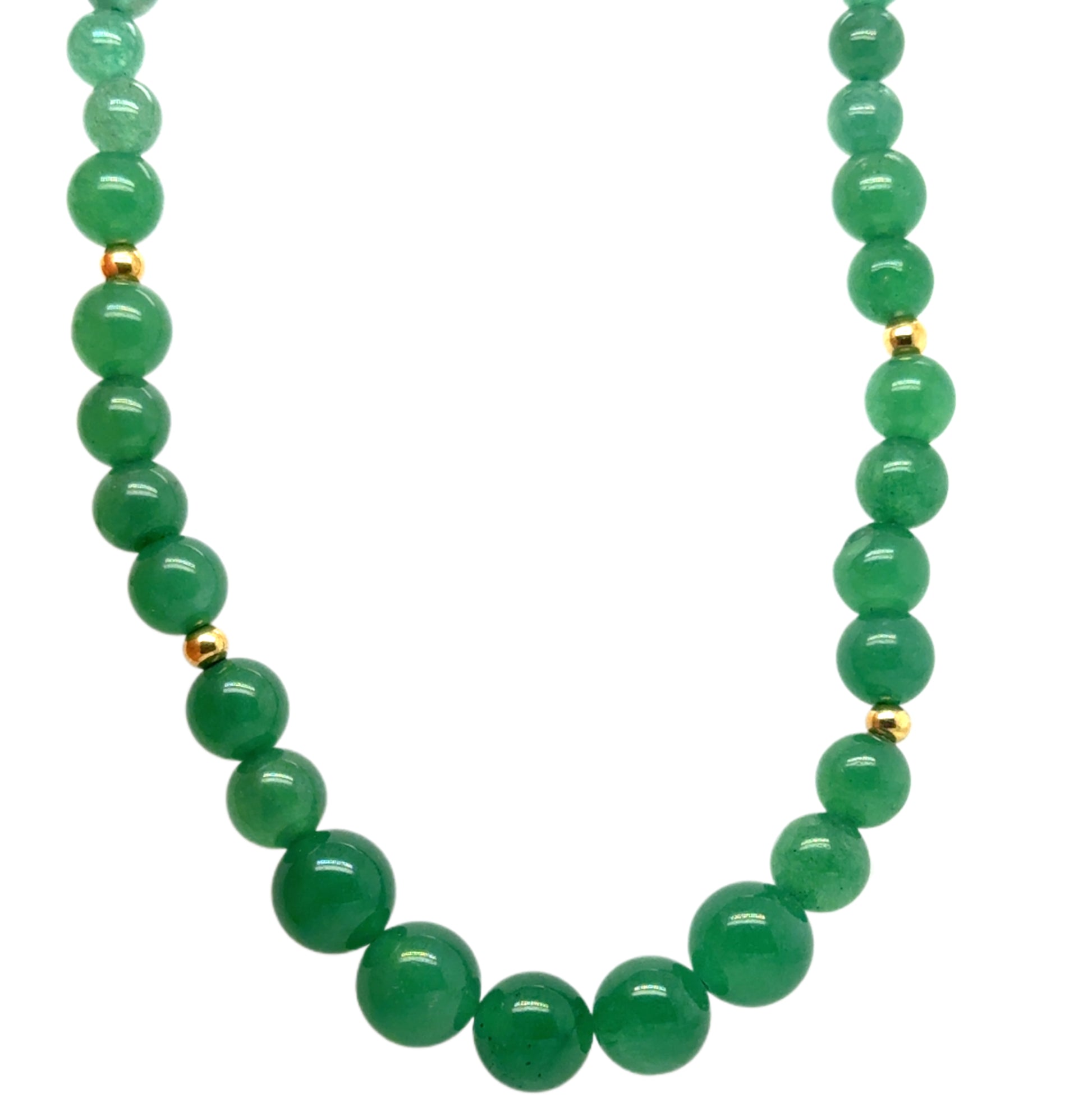 Gorgeous necklace with 6-10mm Aventurine gemstone and gold beads
