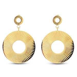 Big bold gold earrings with two circles