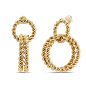 Big circle stud earrings with two dangling circles