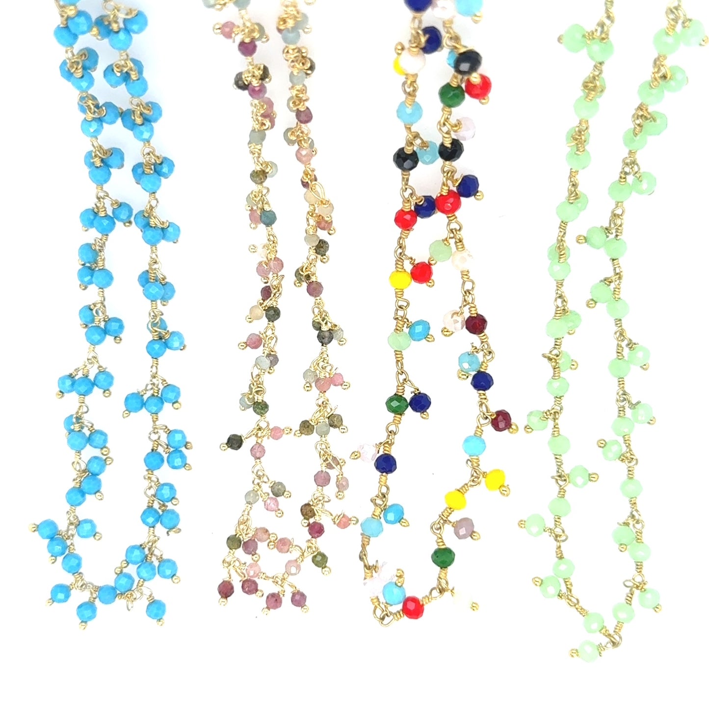 four cluster gemstone necklaces