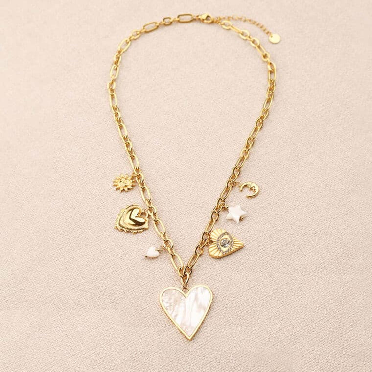 gold necklace with charms