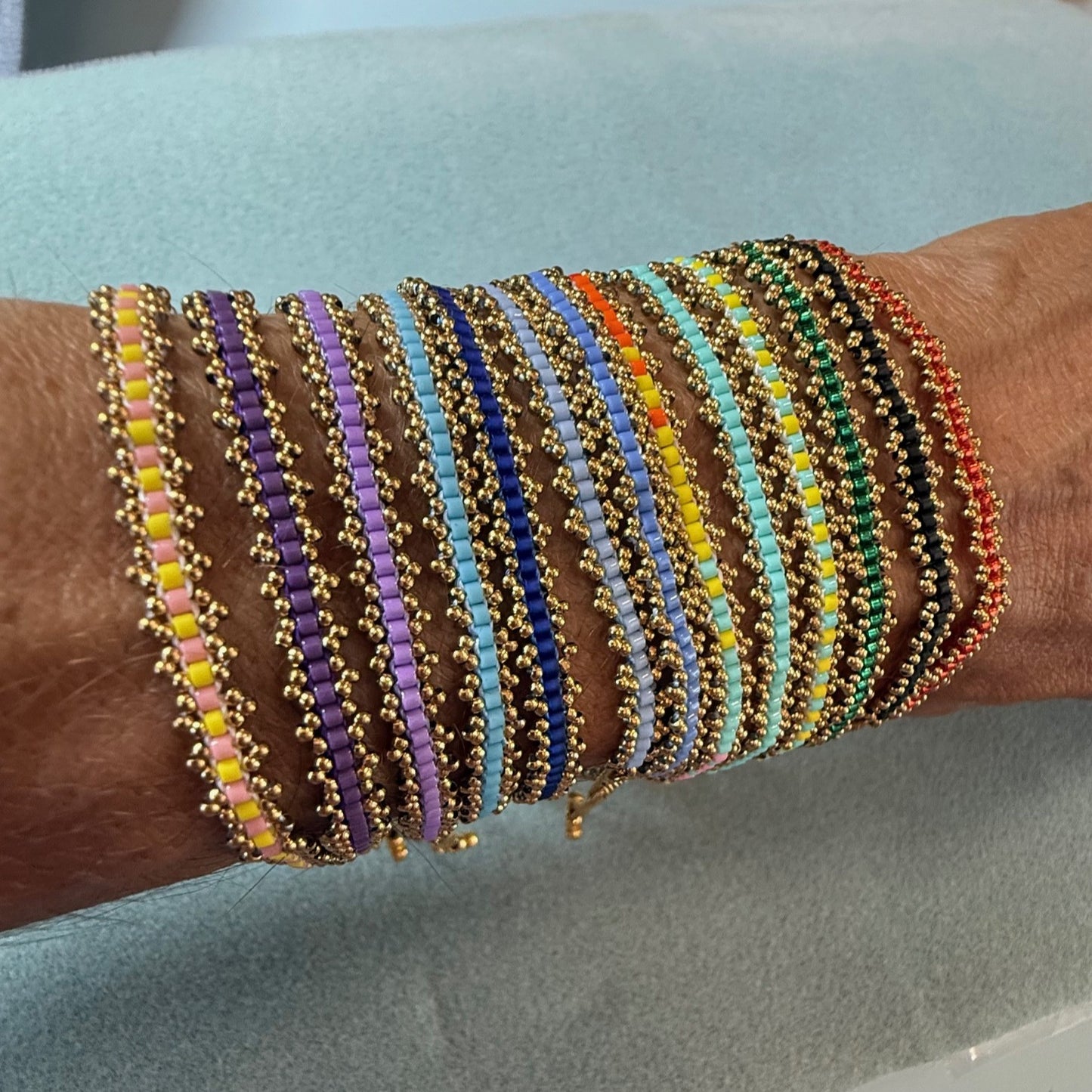 Miyuki Woven Bracelet with Light Blue Beads