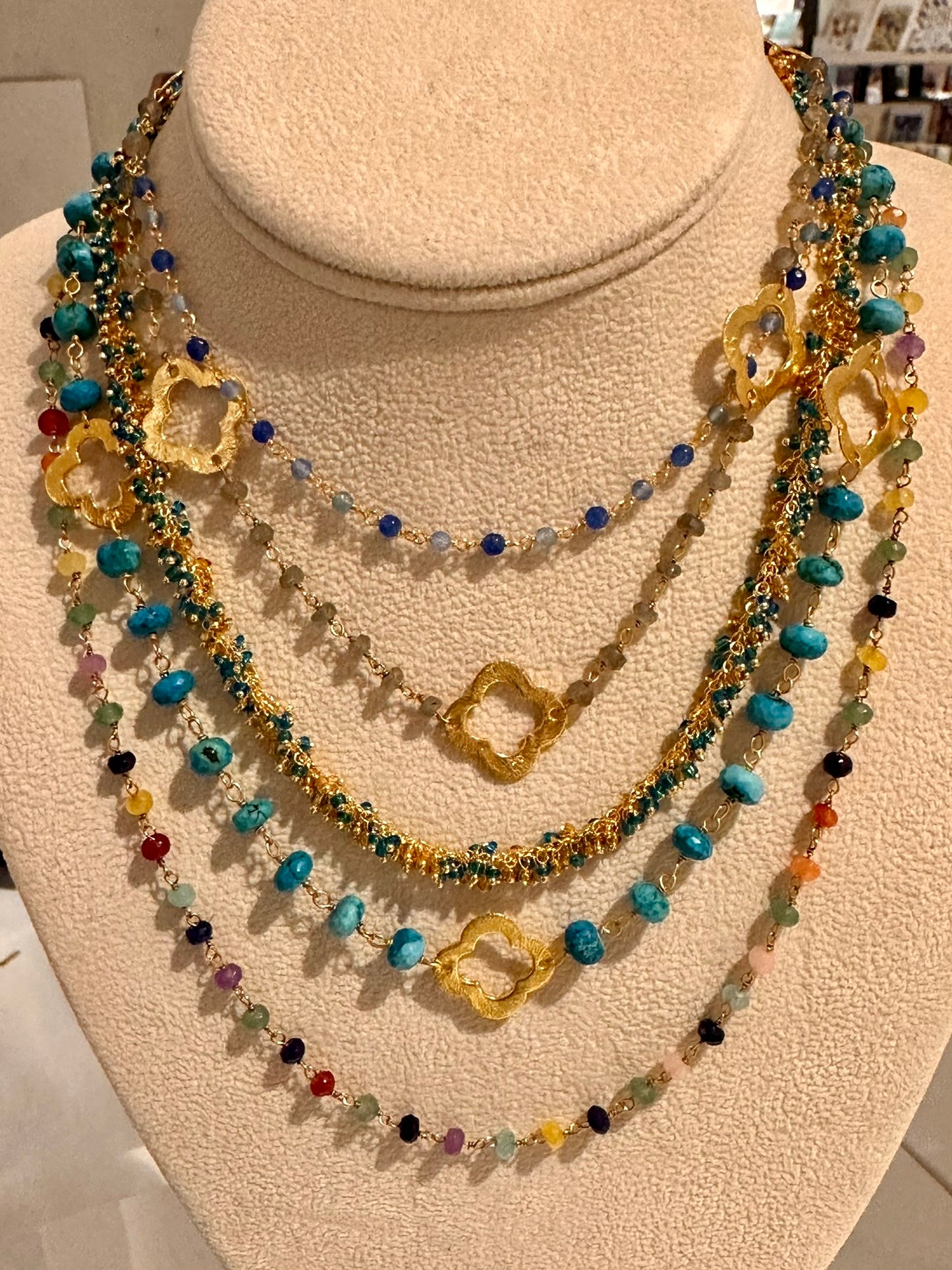 Rosary necklaces with gemstone charms