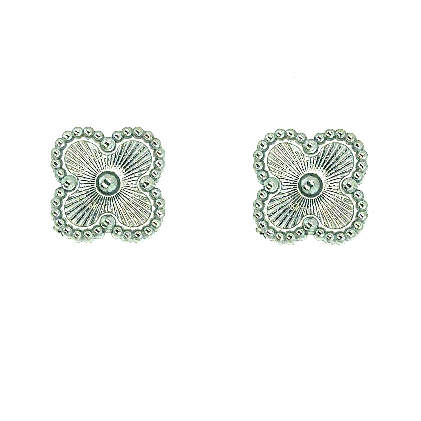 stud earrings are made of silver stainless steel in a clover shape