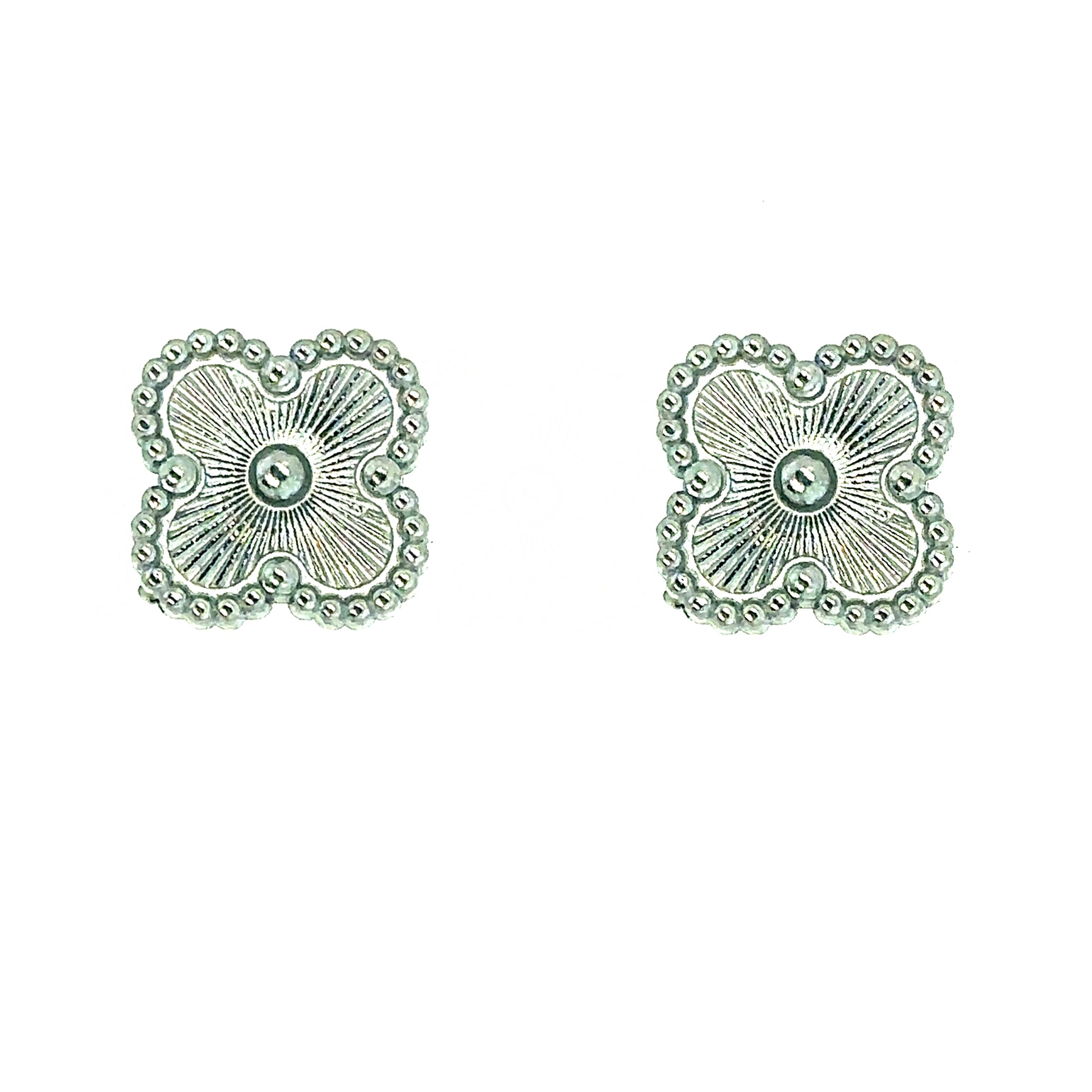 stud earrings are made of silver stainless steel in a clover shape