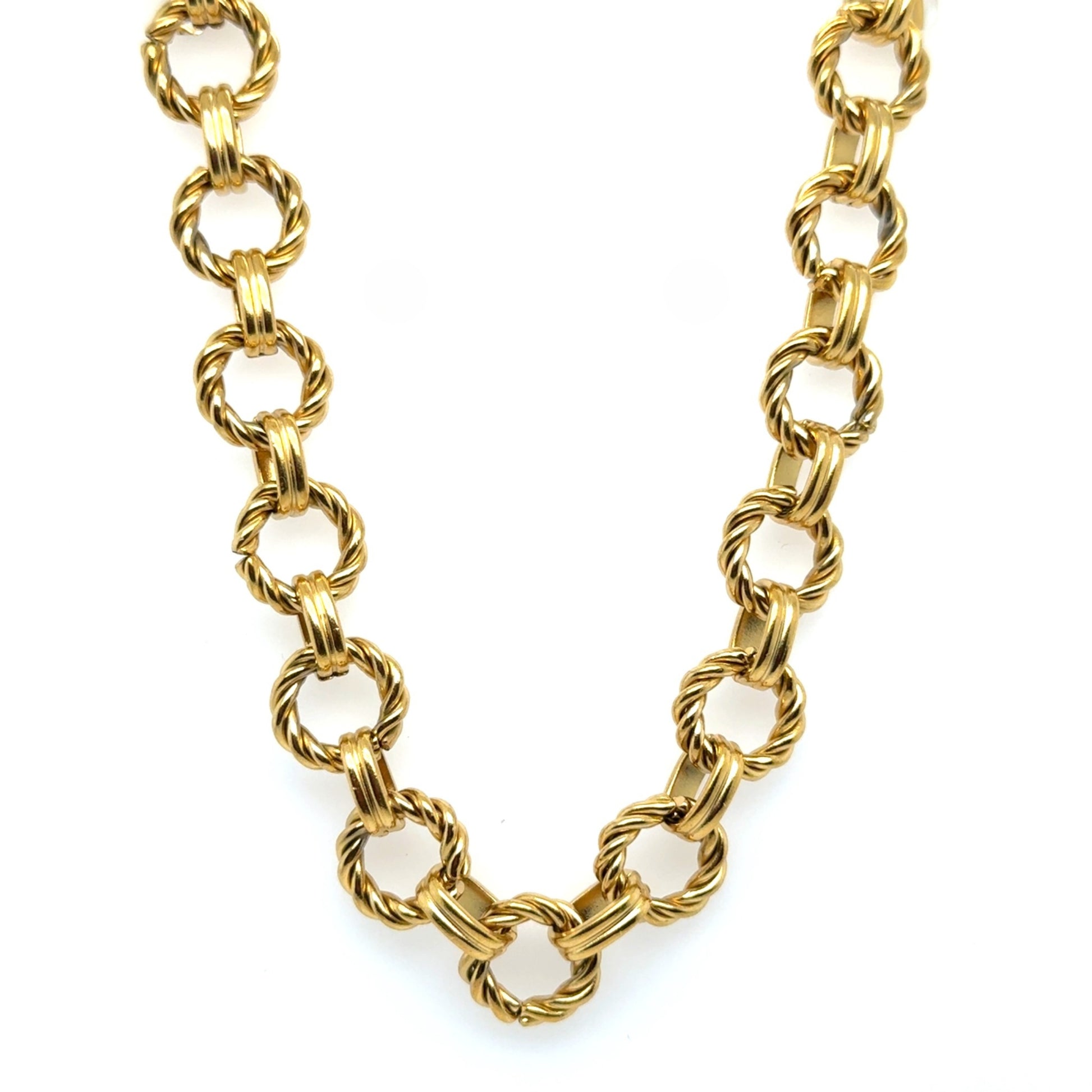 Gorgeous gold thick twisted round chain necklace