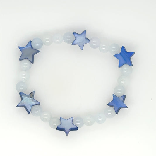 blue star and round bead bracelet