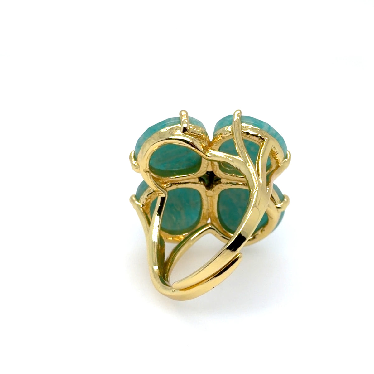 adjutable statement ring with amazonite and malachite stones