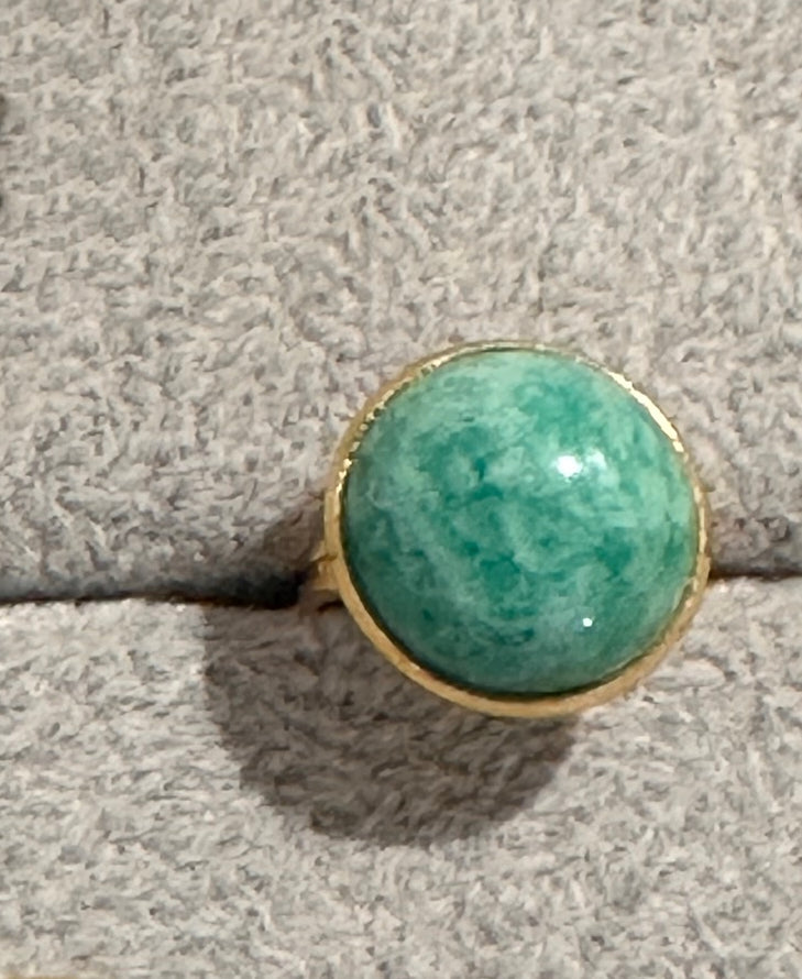 gold plated ring with Amazonite gemstone