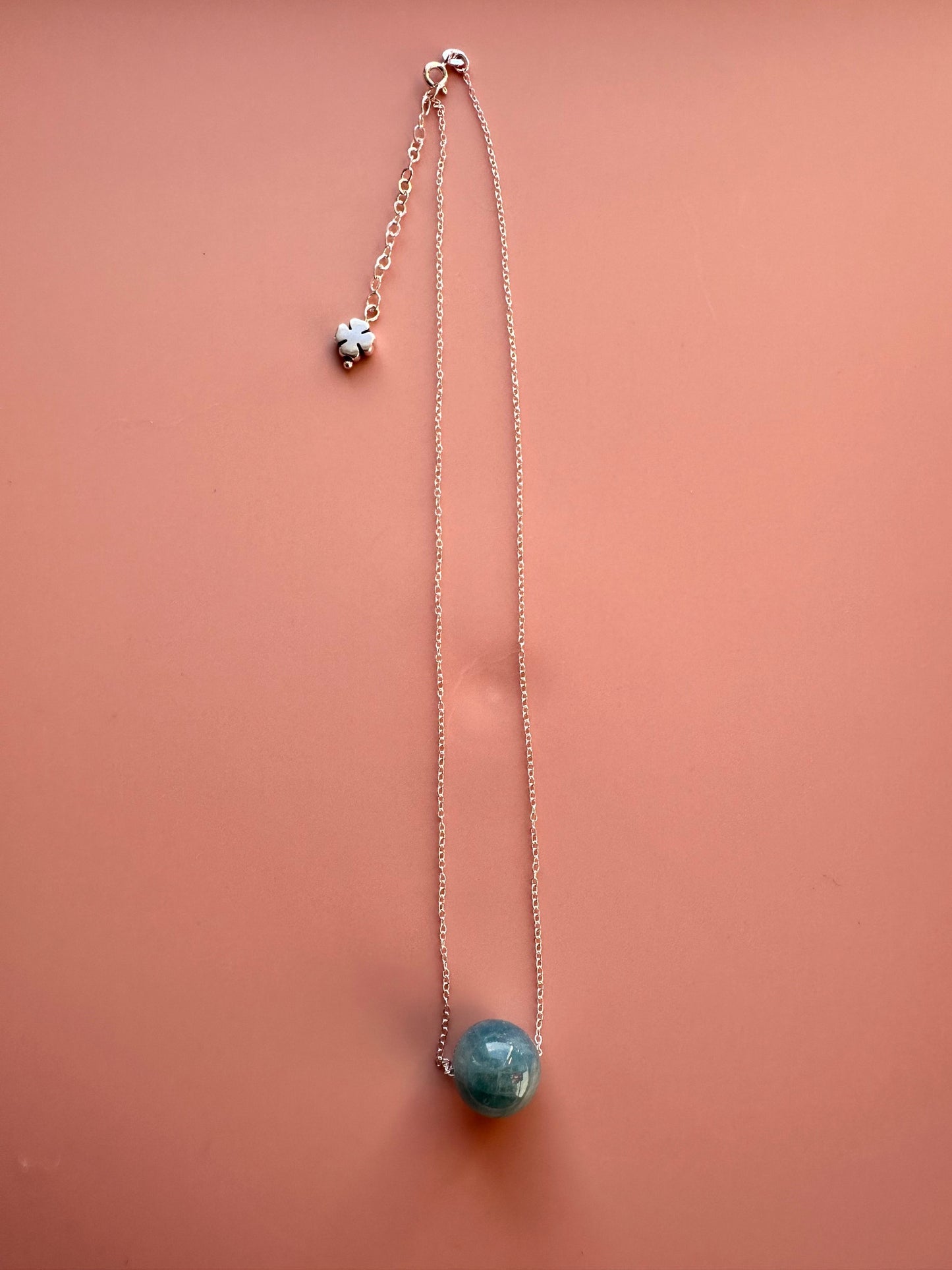 Sterling Silver Necklace with Aquamarine Gemstone