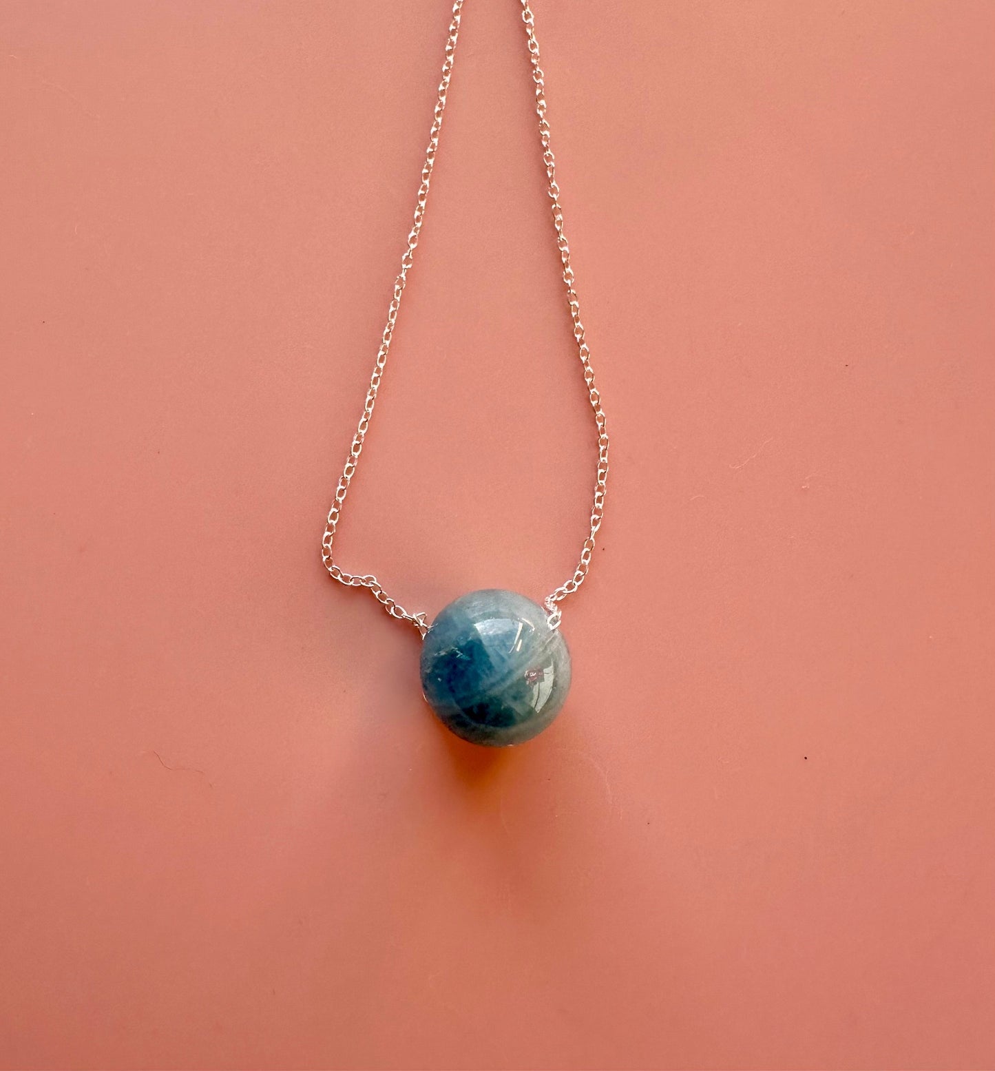 Sterling Silver Necklace with Aquamarine Gemstone