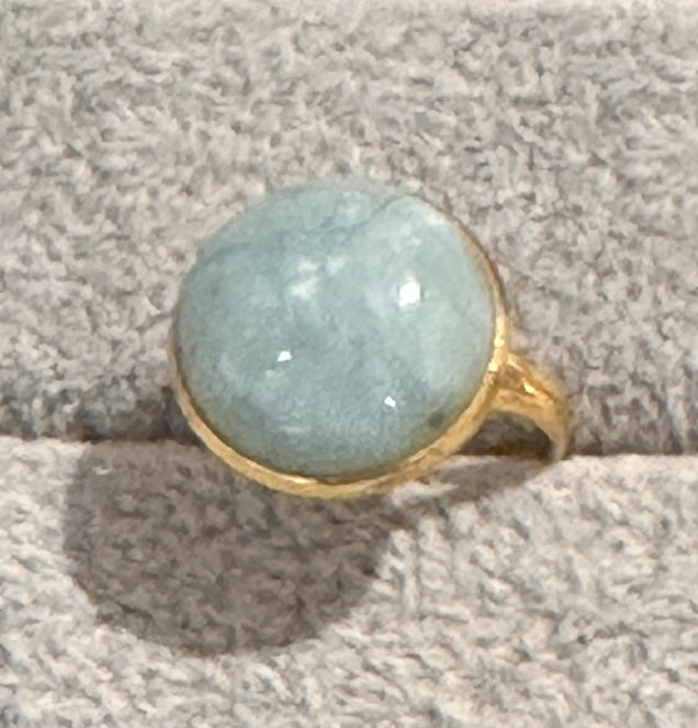 gold plated ring with Aquamarine gemstone