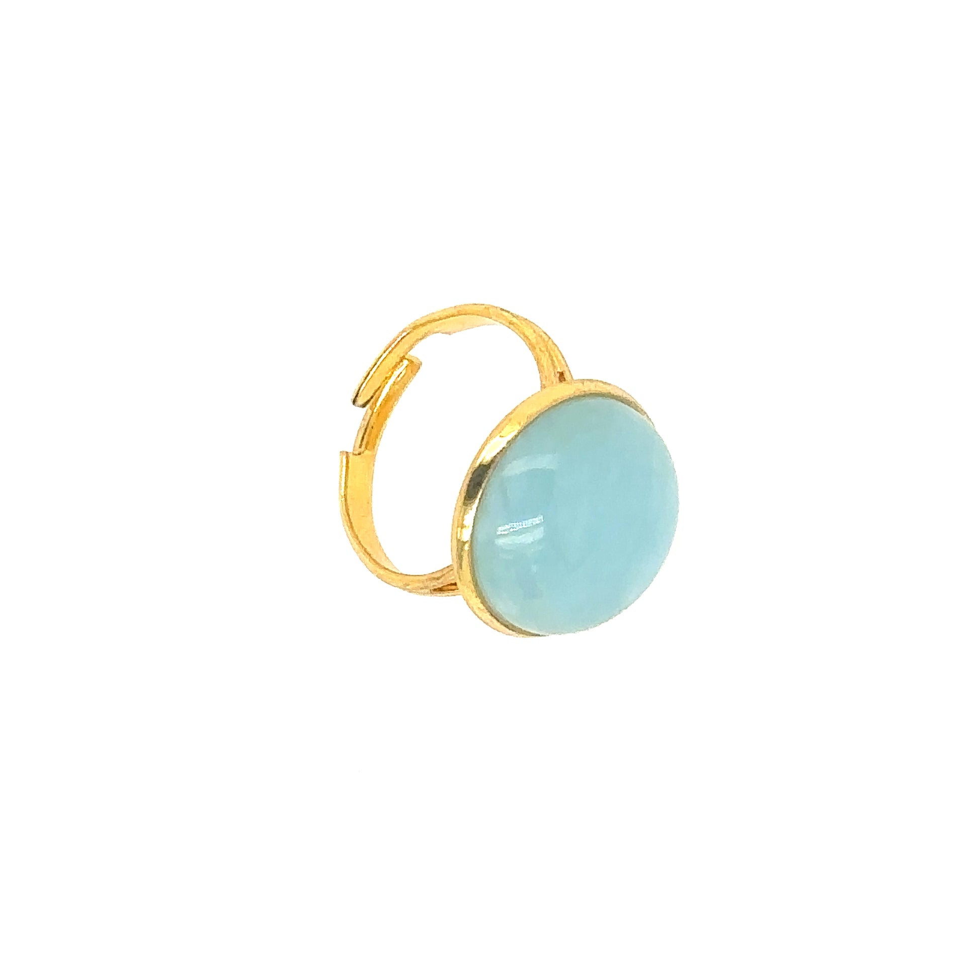 gold plated ring with Aquamarine gemstone