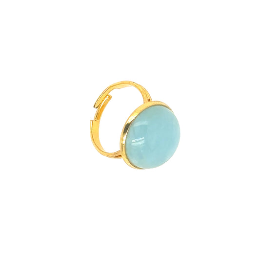 gold plated ring with Aquamarine gemstone