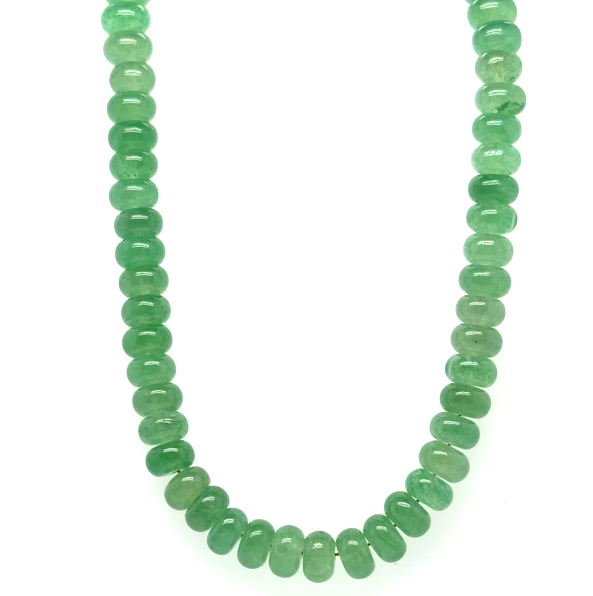 Lovely necklace with smooth green Aventurine gemstone rondelle beads