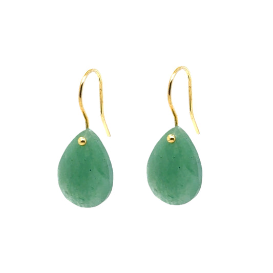 Aventurine  semi-precious gemstone teardrop earrings with gold filled ear hooks