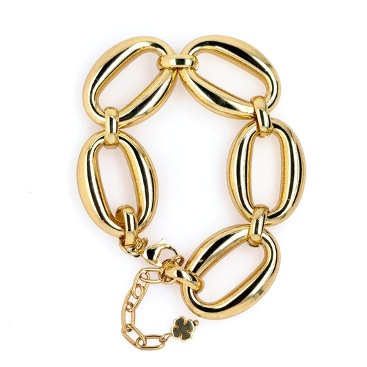 This lovely chunky gold bracelet has big wide links.