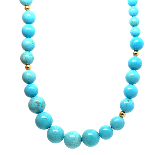 Gorgeous necklace with 6-10mm Turquoise gemstone and gold beads