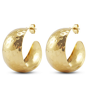 Big rounded gold hoop earrings