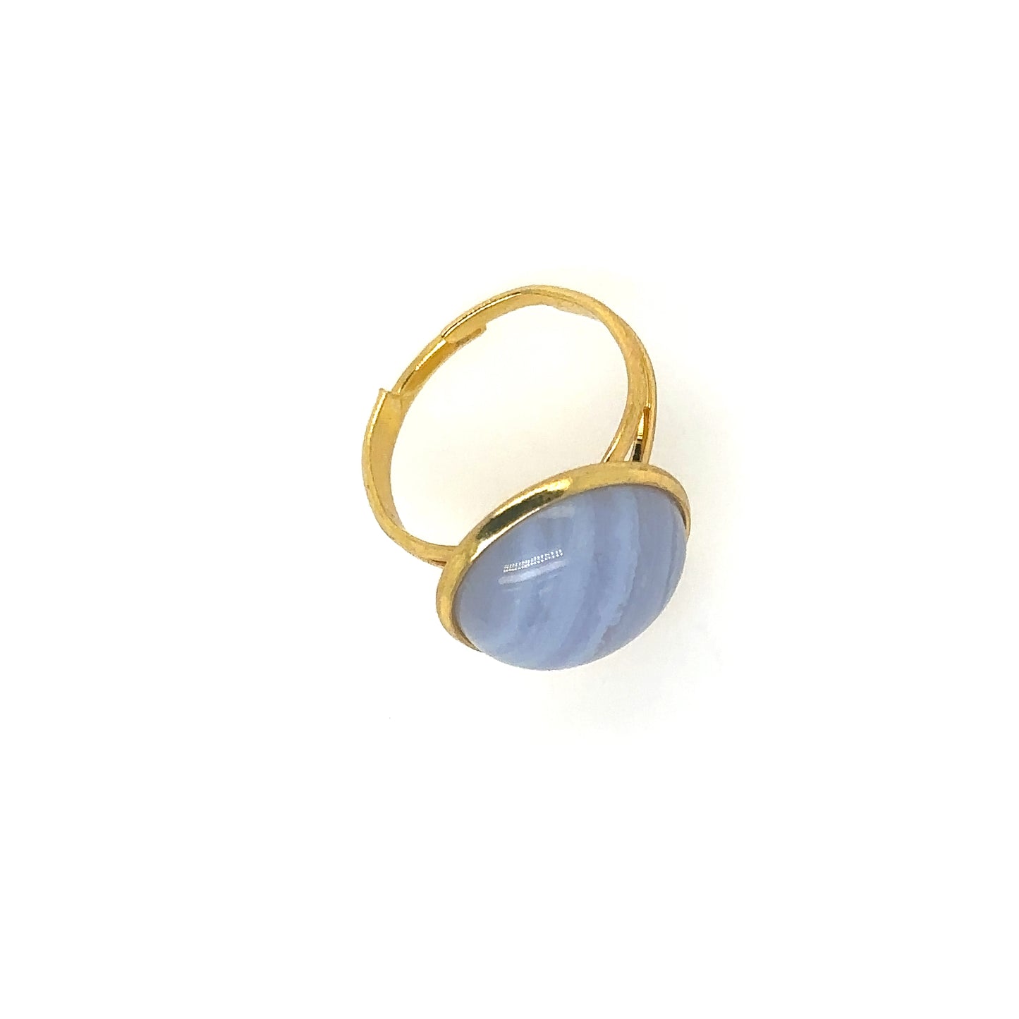 gold plated ring with Blue Chalcedony gemstone