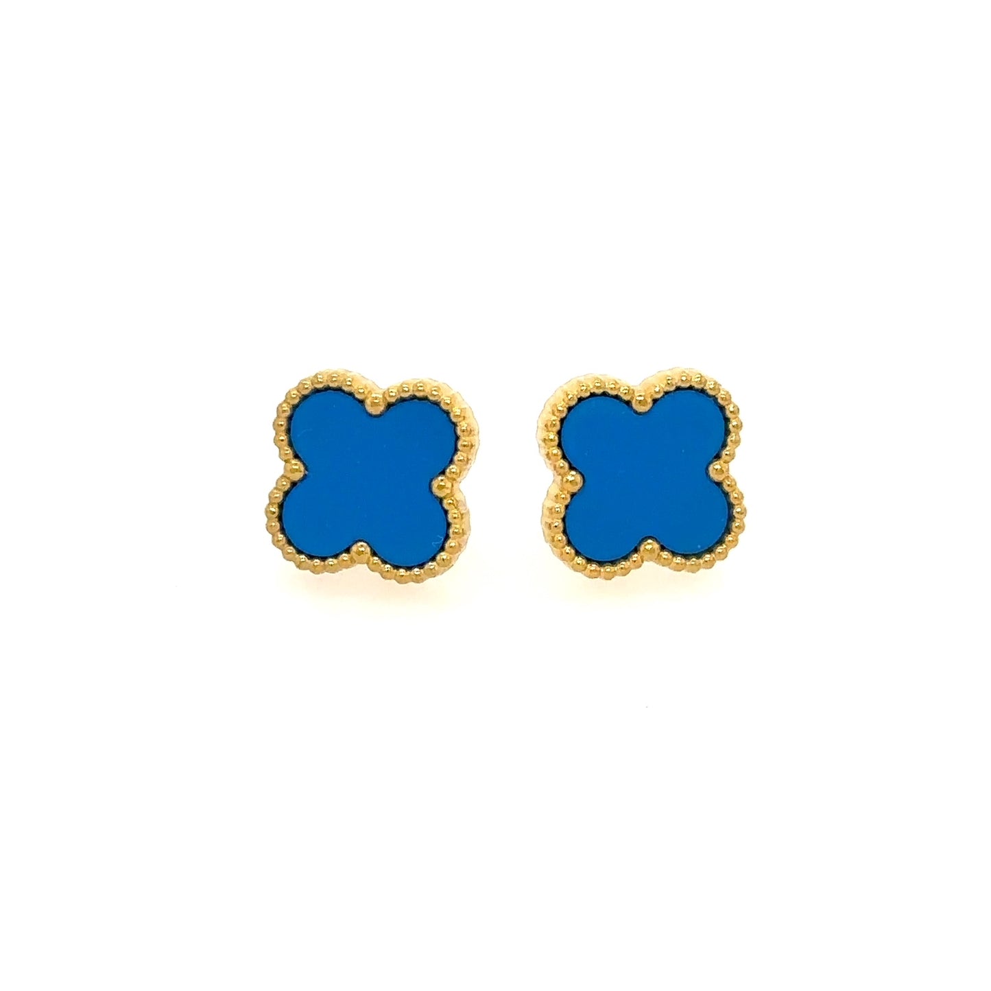 clover shaped stud earrings in blue