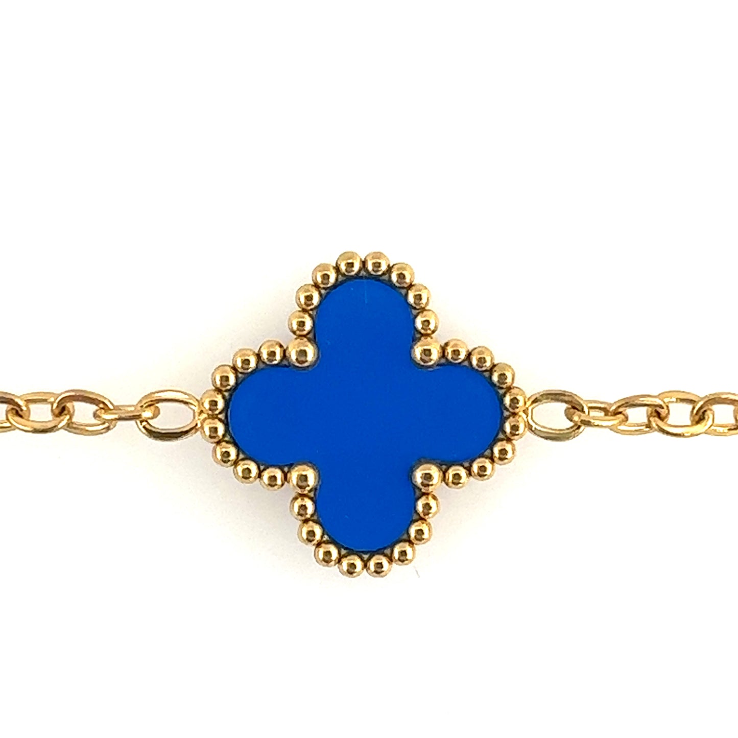  small clover charms in blue enamel for gold bracelet