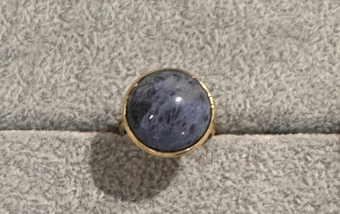 gold plated ring with Sodalite round gemstone