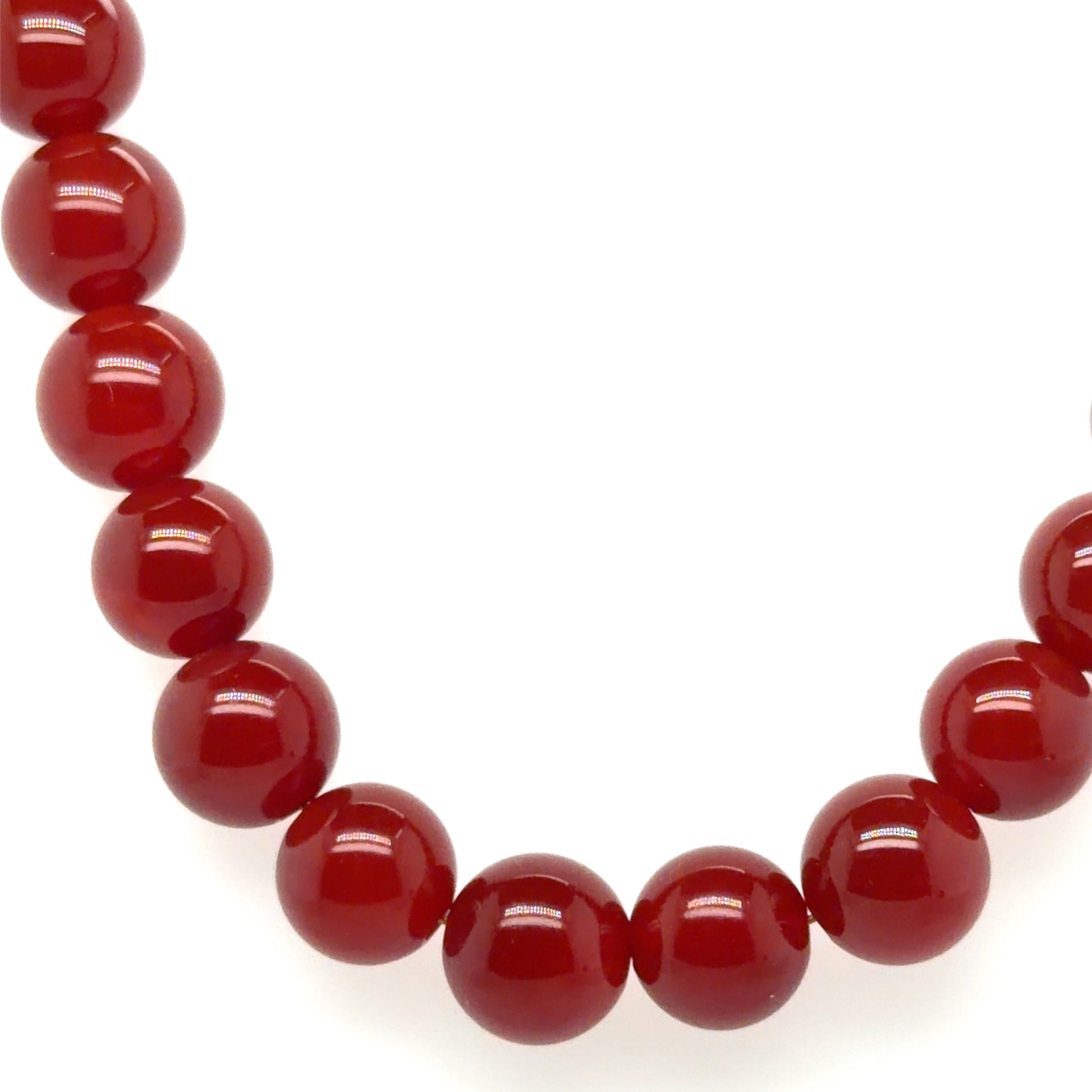 Necklace with red Carnelian round gemstones