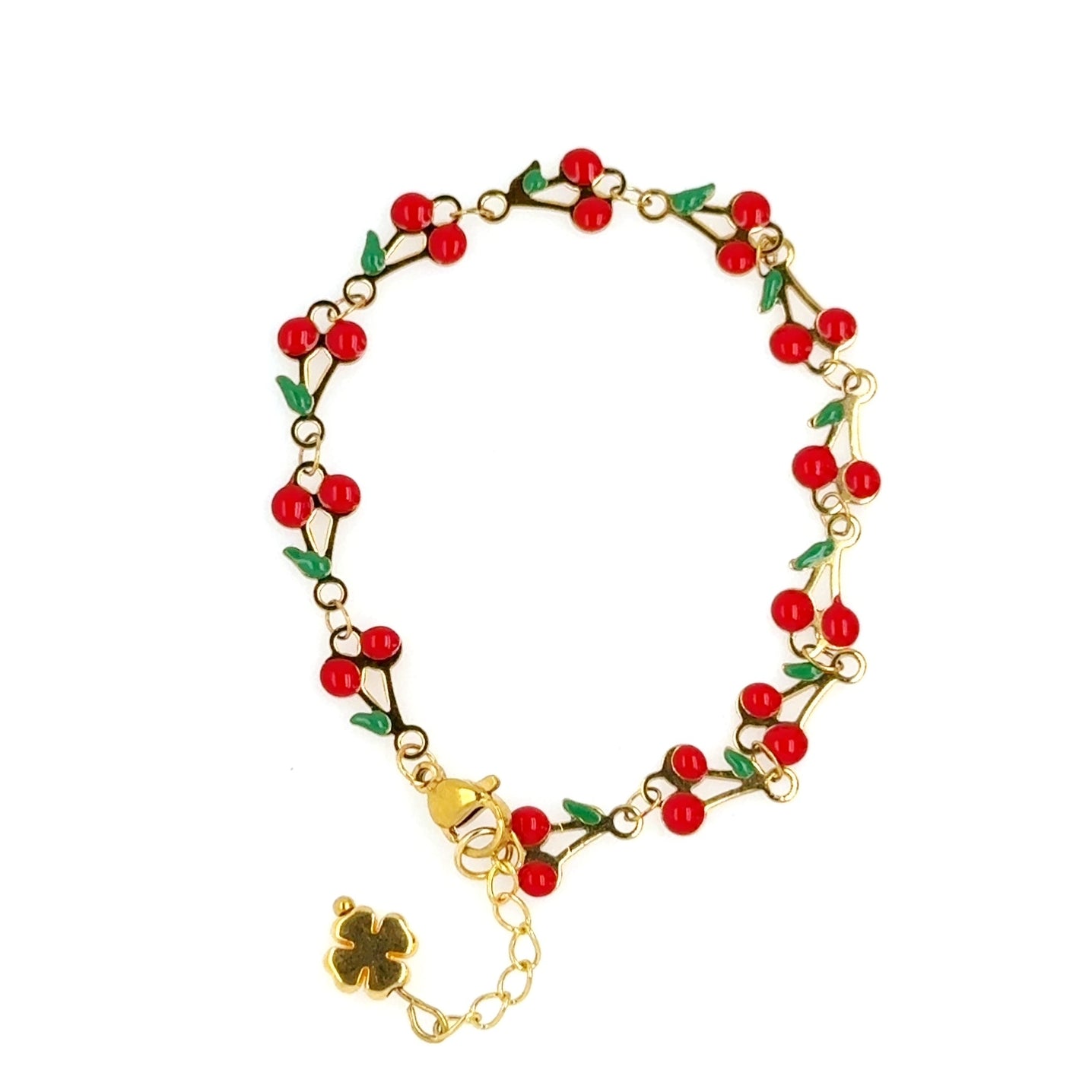 Lovely gold bracelet with cherry shaped design all around