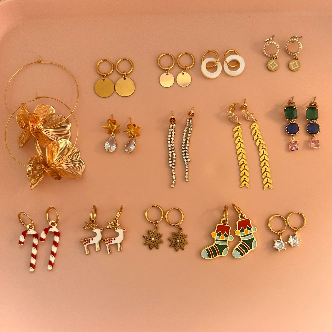 group of earrings to wear for christmas