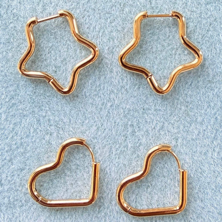 star and heart hoop earrings