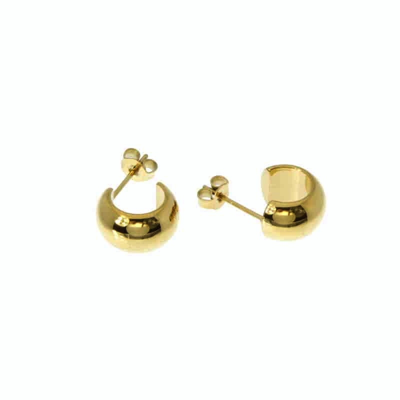Wide curved huggie hoop earrings with butterfly back
