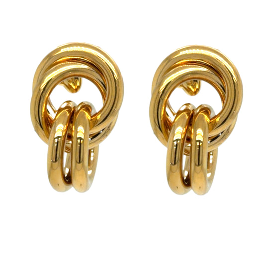 Gold earrings with intertwining circles