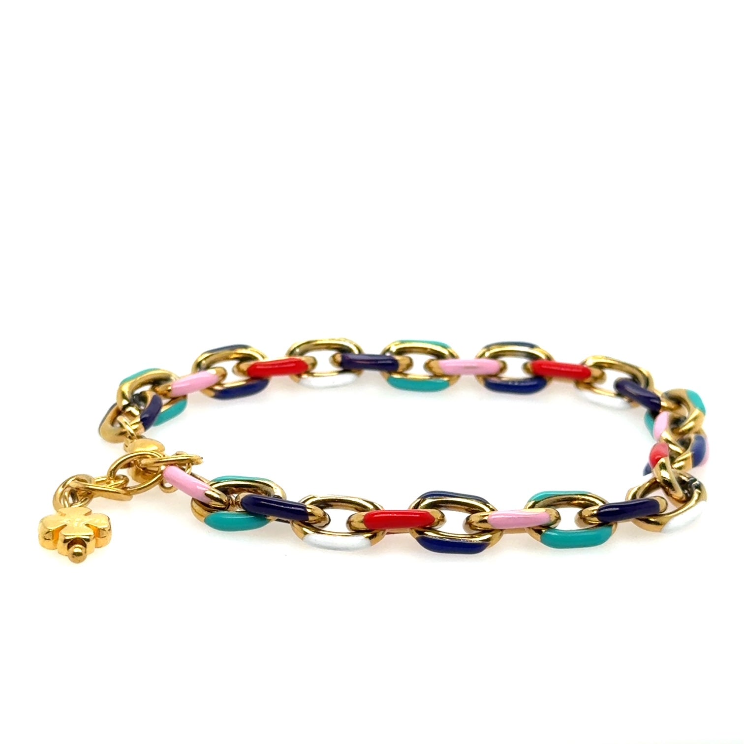 Multicolored chain bracelet on a white background