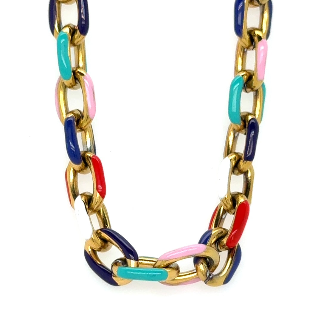 Colorful chain bracelet close u on a white background