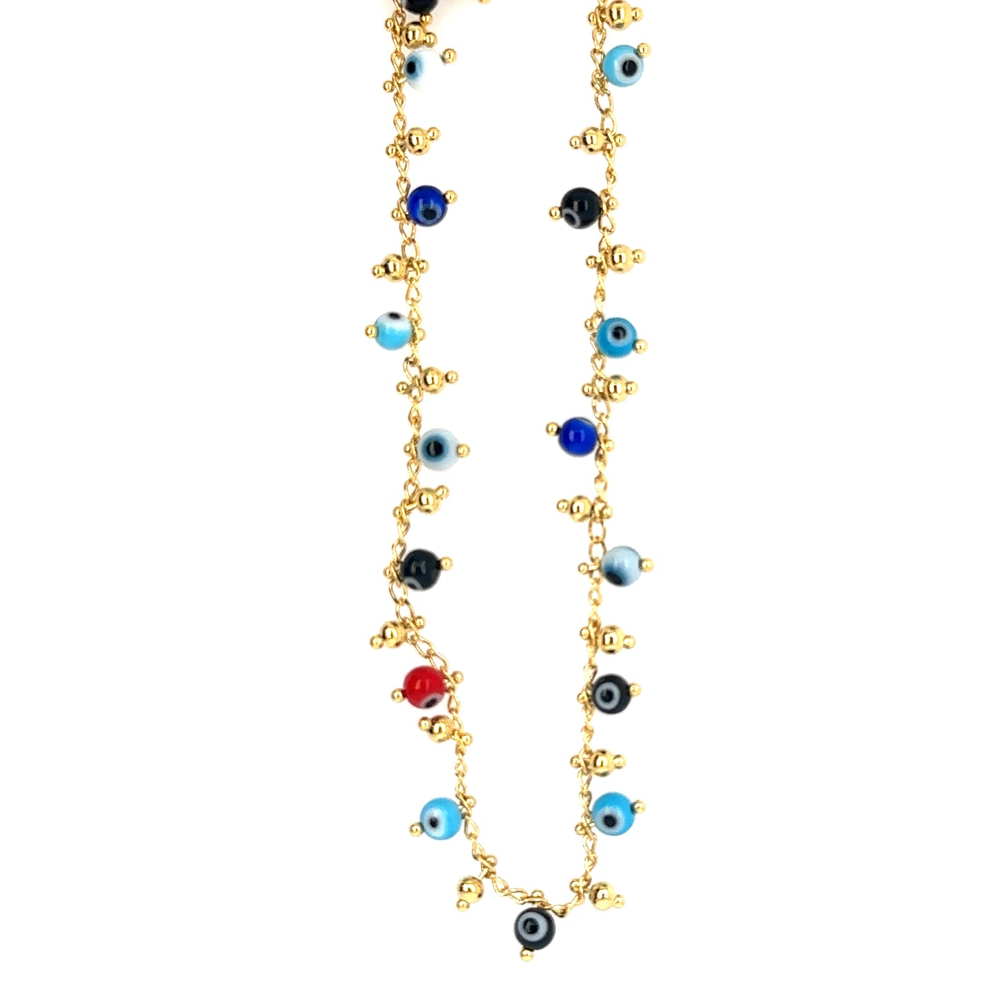 Rosary Necklace with Evil Eye Charms