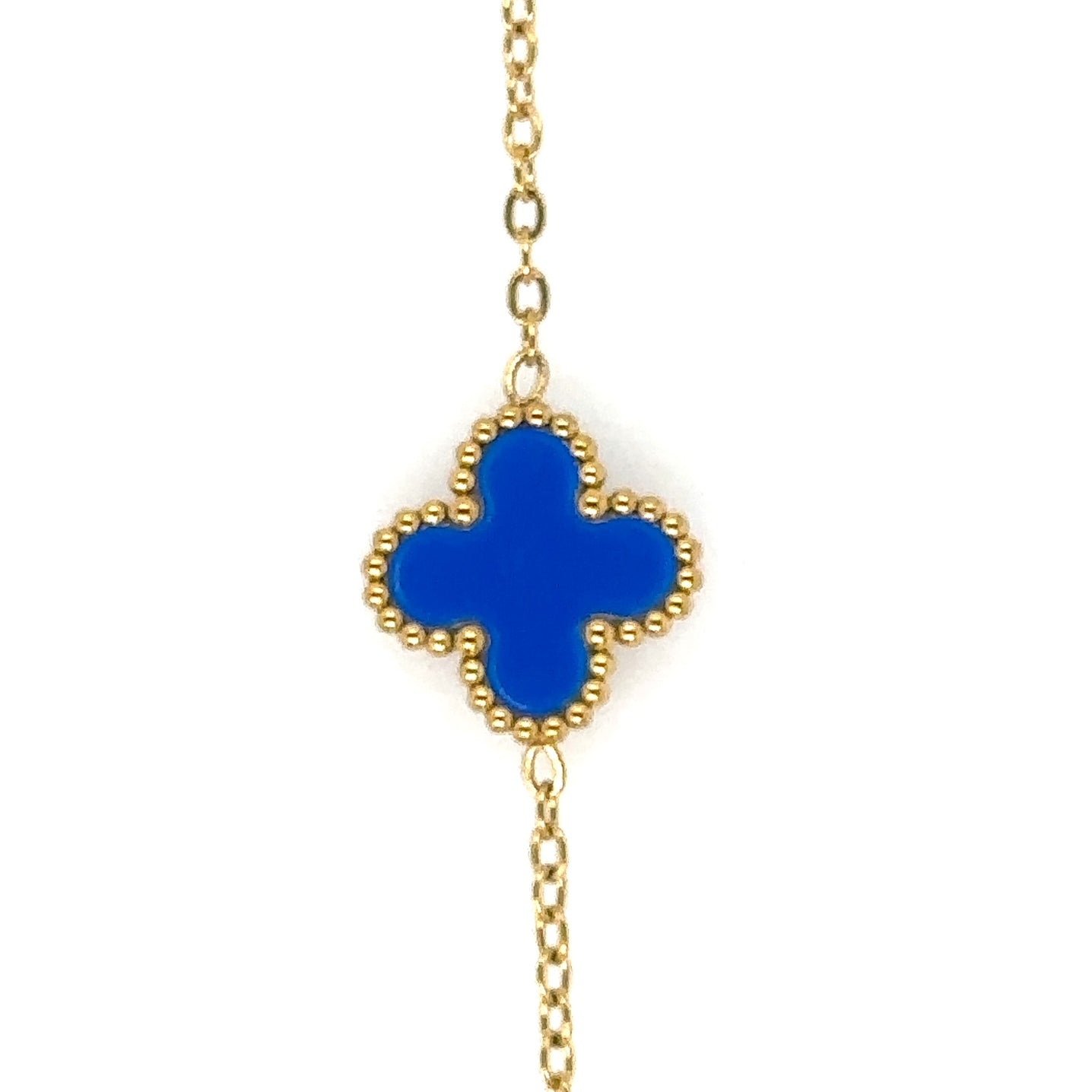 Necklace with small blue clover charm