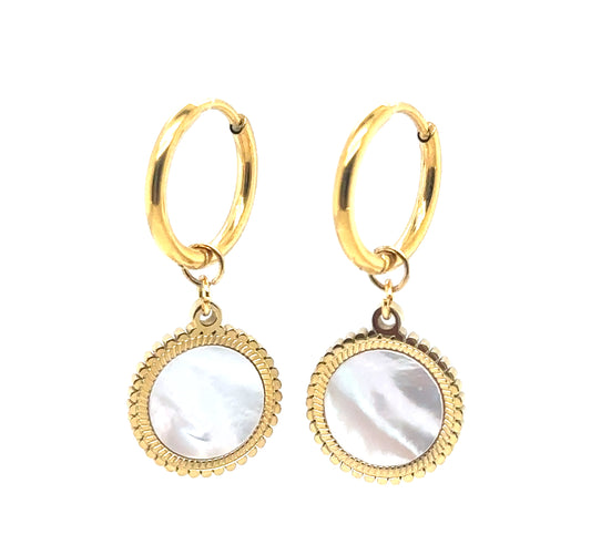 mother of pearl gold small round charms
