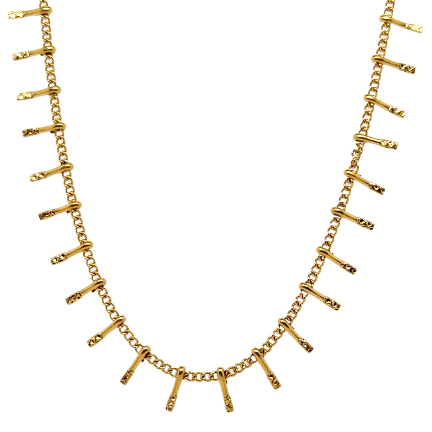 Gold belcher chain necklace with sticks all around