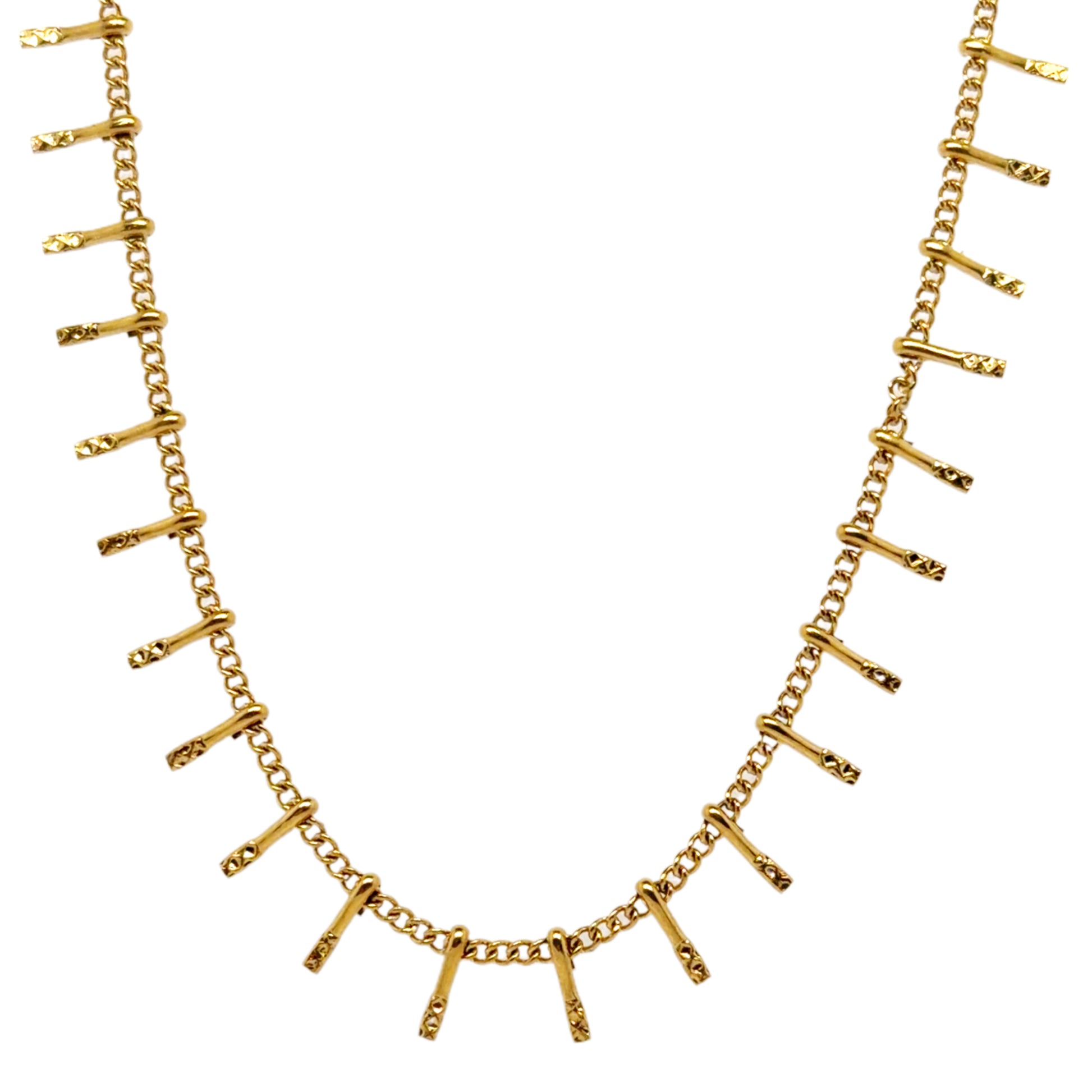 Gold belcher chain necklace with sticks all around
