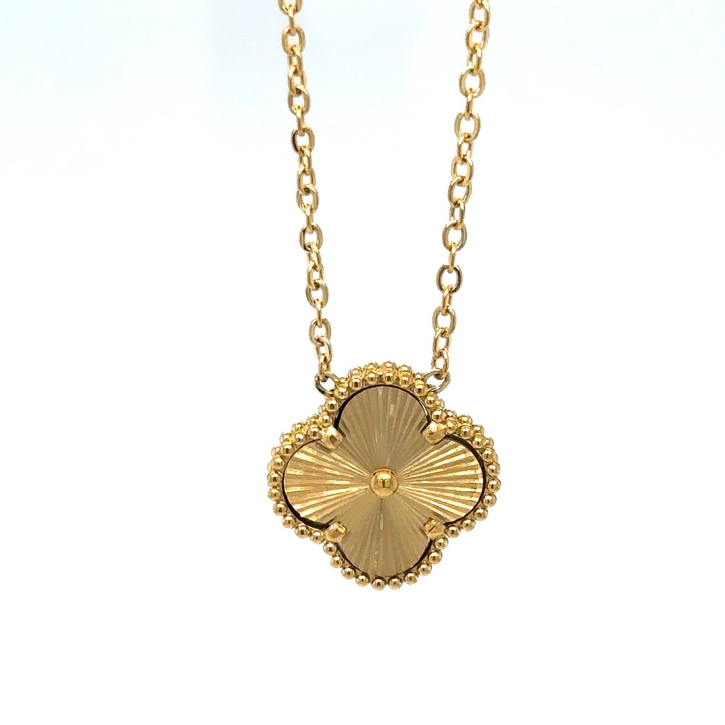 Necklace with Single Clover Charm in Gold