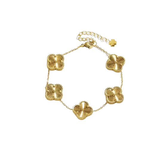 bracelet with five clover charms in gold plated 