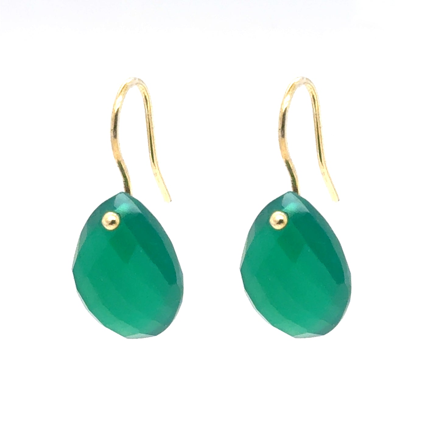 Green Agate semi-precious gemstone teardrop earrings with gold filled ear hooks