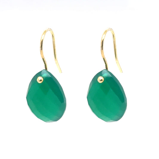 Green Agate semi-precious gemstone teardrop earrings with gold filled ear hooks