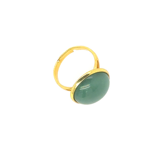gold plated ring with Aventurine gemstone
