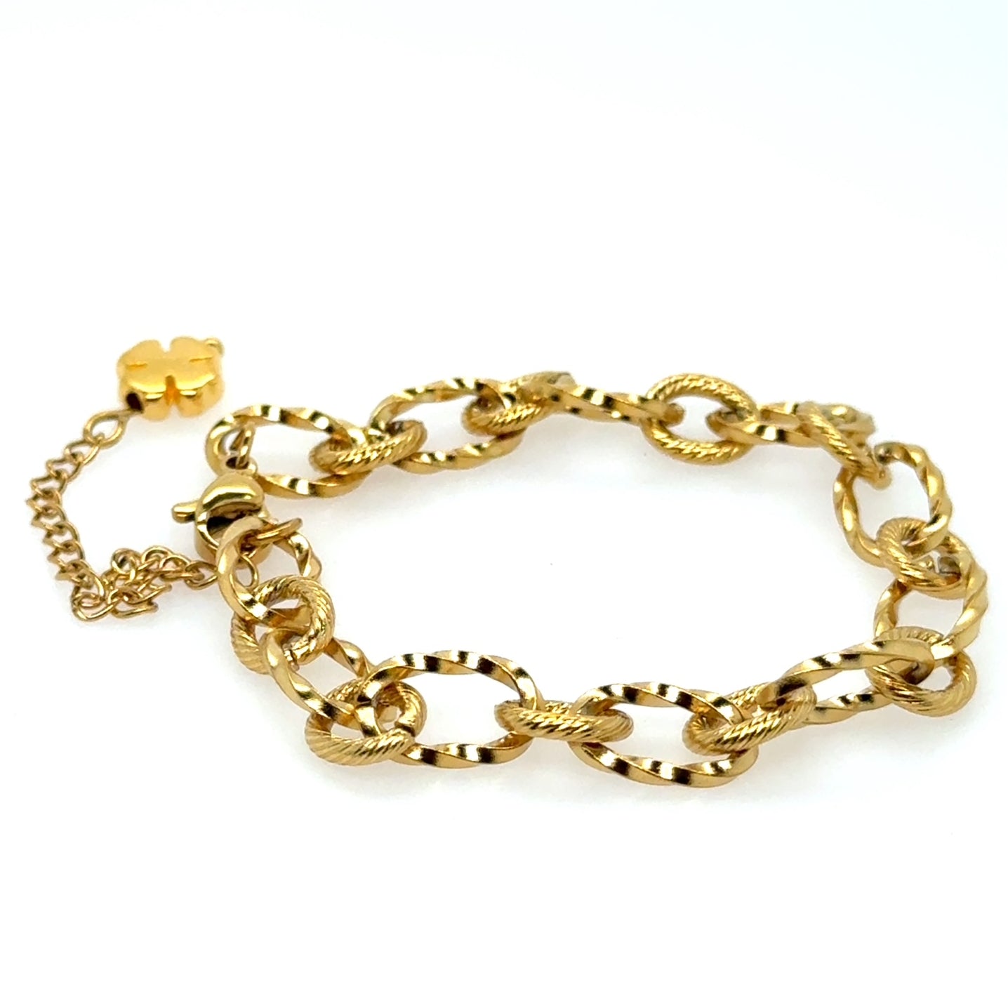 Hammered gold chain bracelet