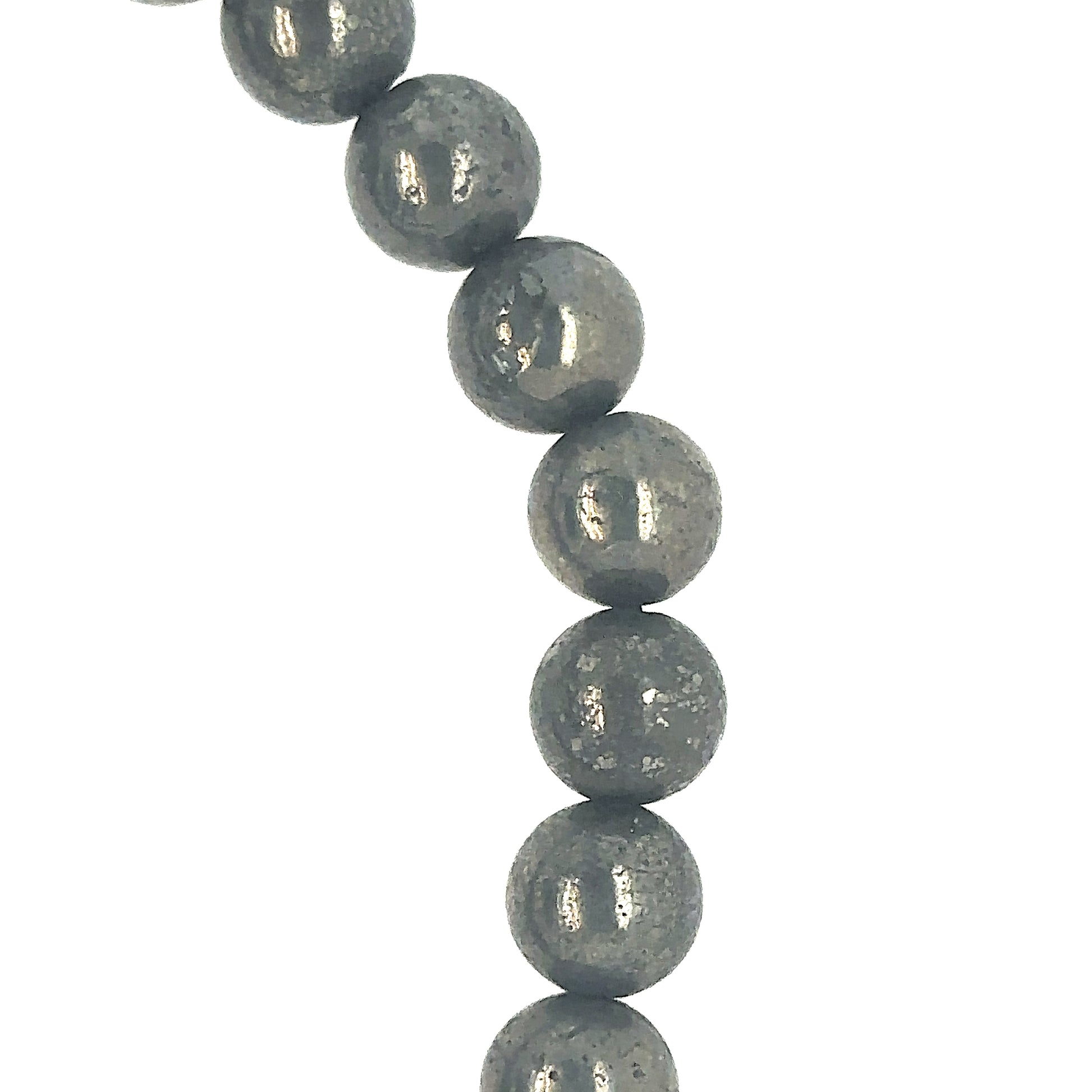 Silver Hematite round gemstone bracelet close up