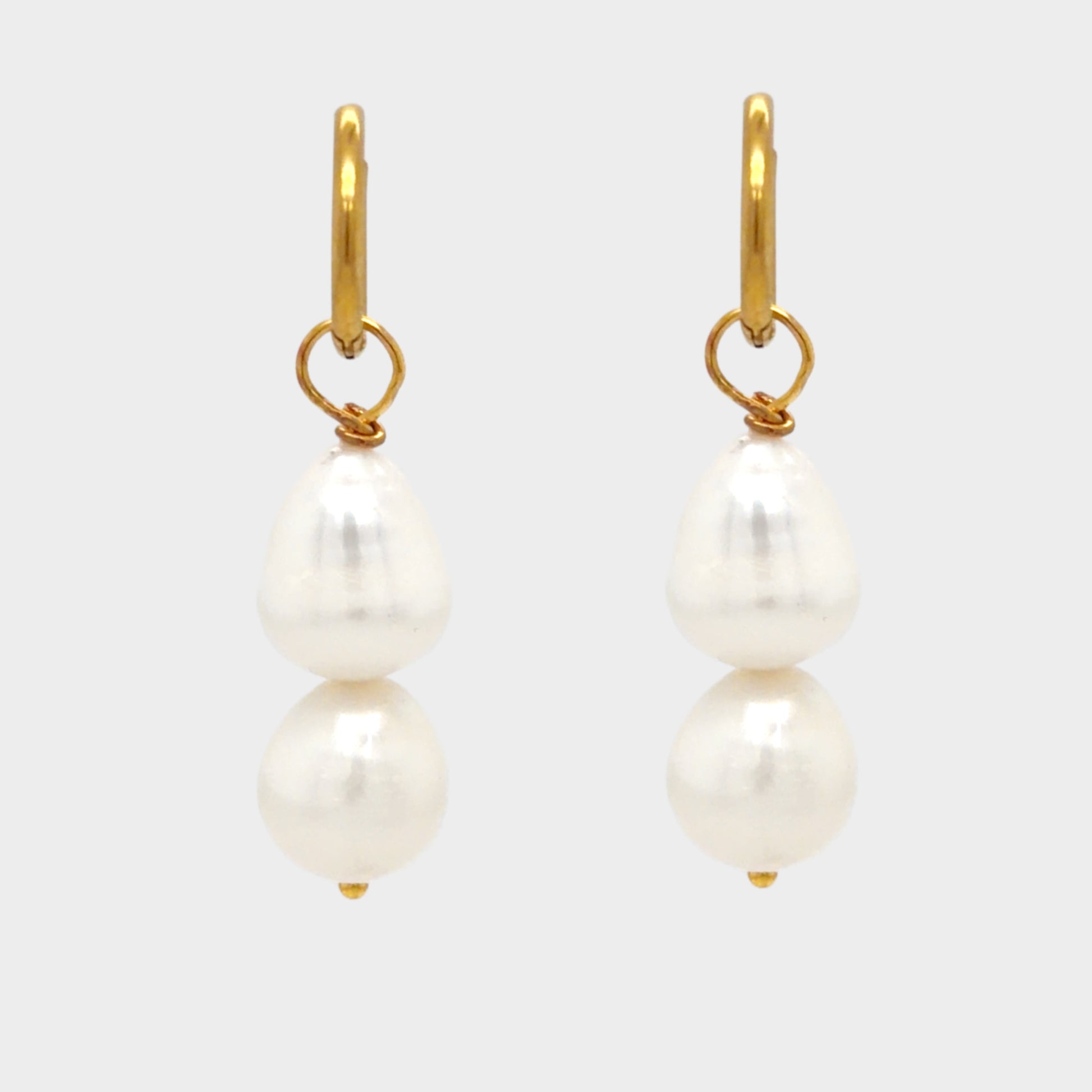 Gold Hoop with Two Freshwater Pearls