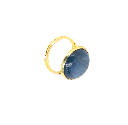 gold plated ring with Kyanite round gemstone